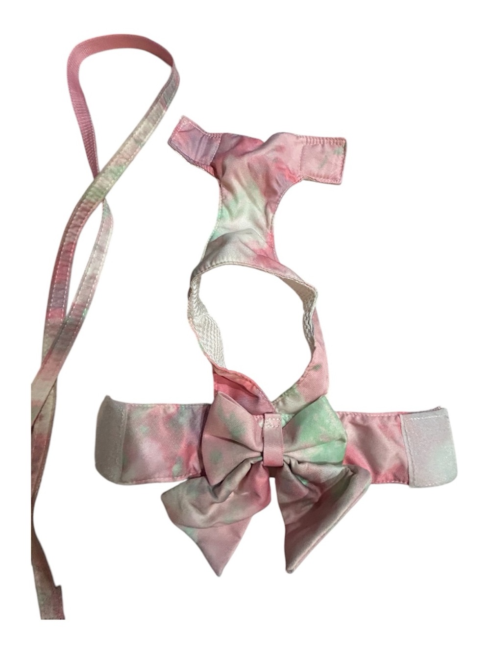 Pink Tie-Dye Bow Harness dog